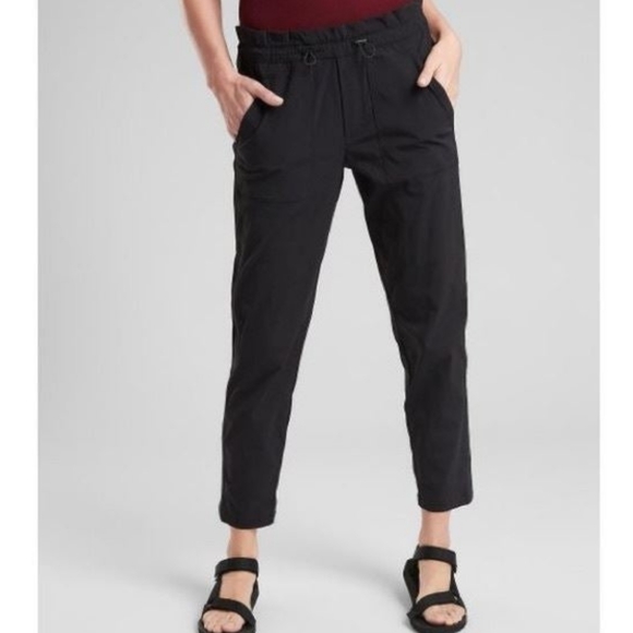 Athleta Pants - Athleta, Trekkie Nylon Drawstring Paper Bag Black Active Nylon Pants, 8